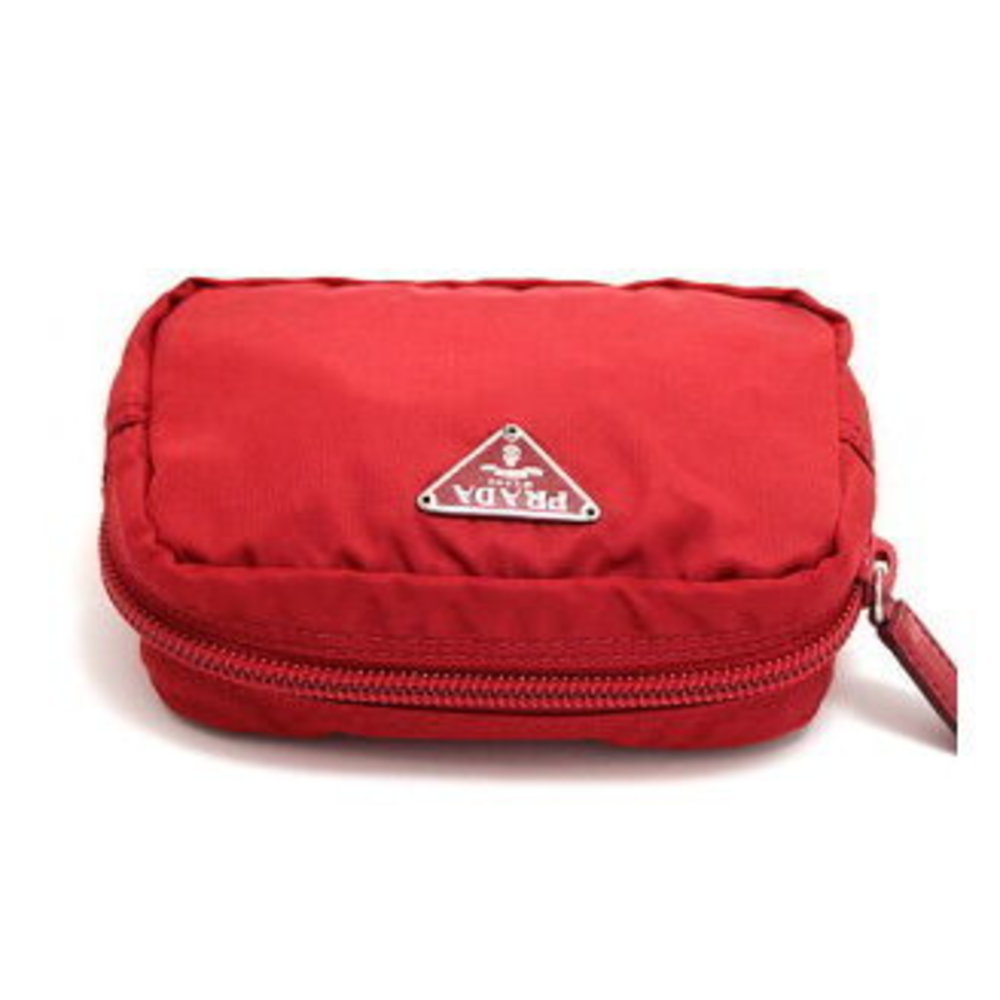 Prada Triangle Logo Mini Pouch Nylon Red - image 2